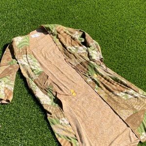 Vintage Platinum by Dorothy Schoelen Foliage Leaves Kimono Oversized Sz Small